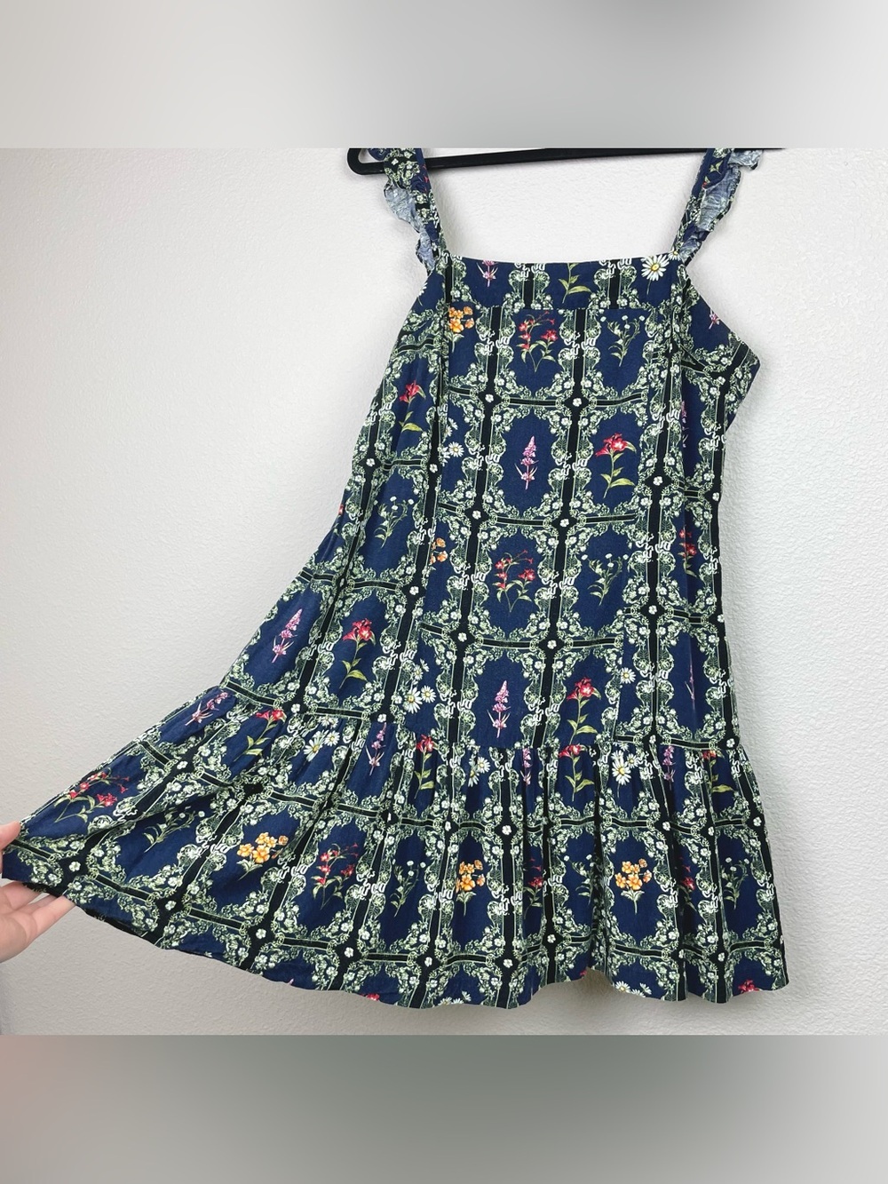 Agua Bendita x Target Women's Large Navy Floral Tile Flutter Sleeve Mini Dress - Picture 5 of 16